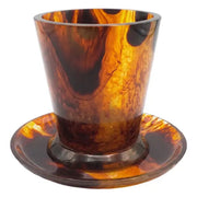 AULICA Kiddush Cups Tortoiseshell Resin Kiddush Cup and Saucer