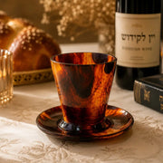 AULICA Kiddush Cups Tortoiseshell Resin Kiddush Cup and Saucer
