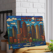 The Rabbi's Wife - Boston Skyline Stained Glass Style Challah Board - ModernTribe