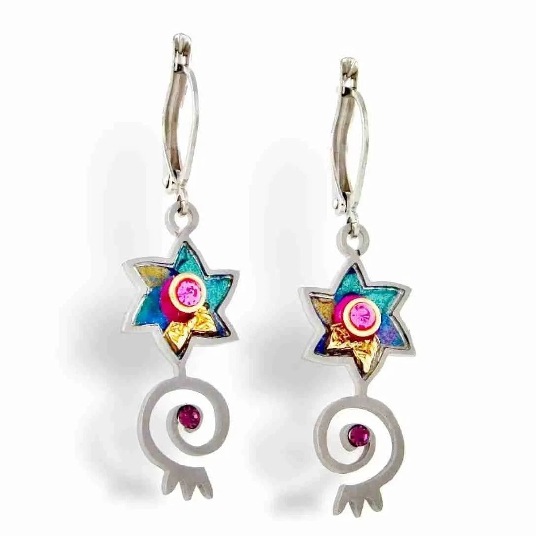 Seeka - Seeka Star of David and Pomegranate Earrings - ModernTribe