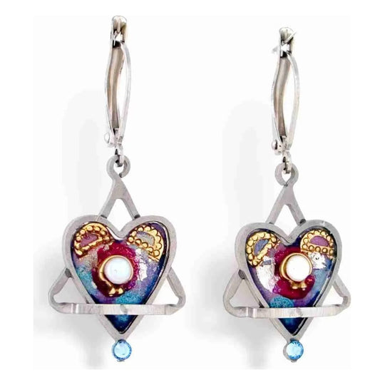 One Heart Star of David Earrings by Seeka