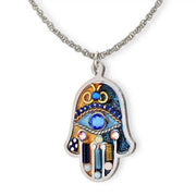 Seeka Necklaces Watchful Eye Hamsa Necklace in Blue Gold by Seeka