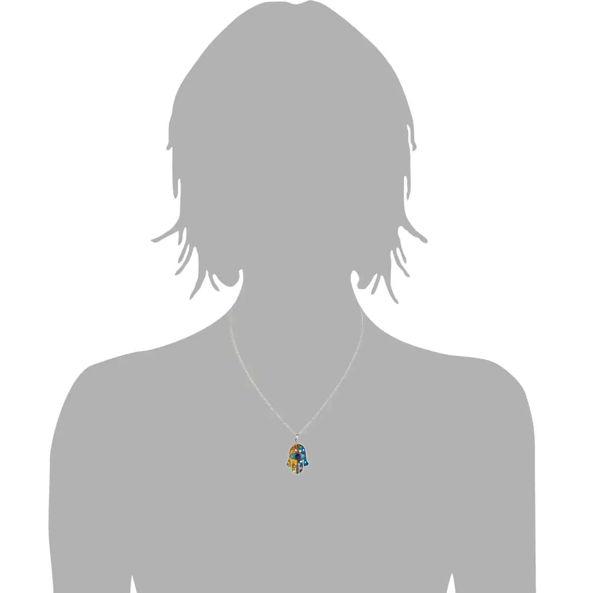 Seeka Necklaces Watchful Eye Hamsa Necklace in Blue Gold by Seeka