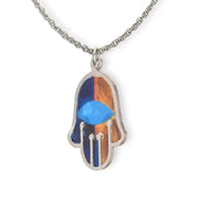 Seeka Necklaces Watchful Eye Hamsa Necklace in Blue Gold by Seeka