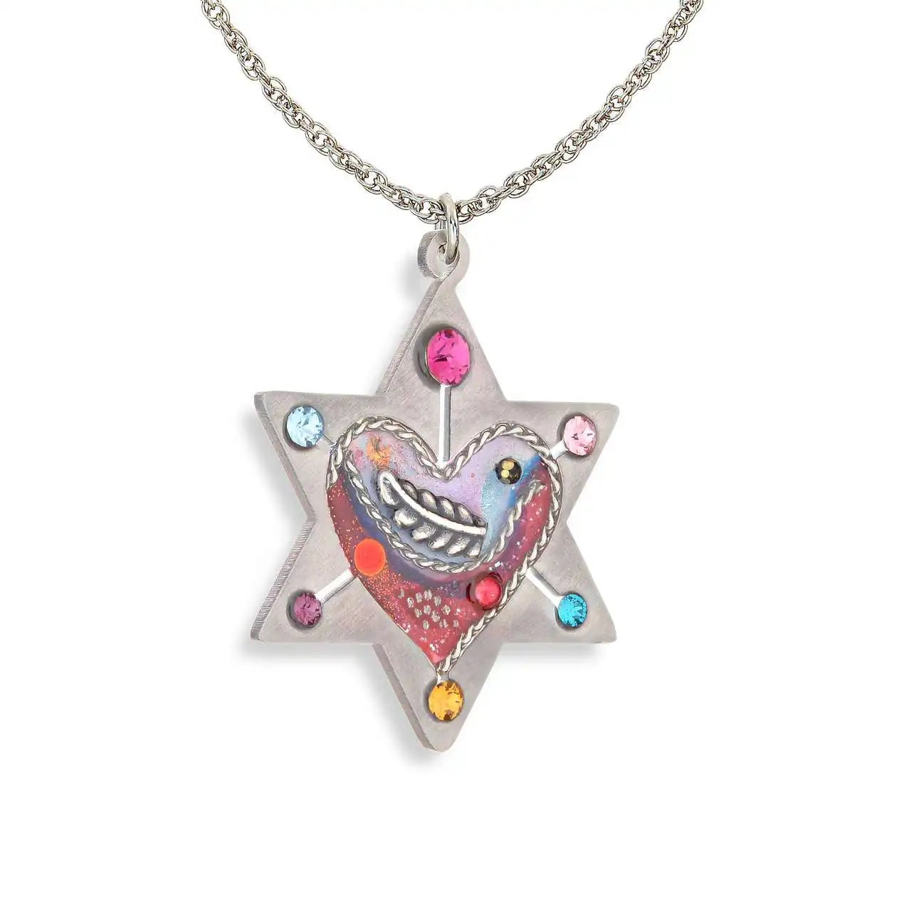 Seeka - Seeka Star of David with Dove and Heart Necklace - ModernTribe