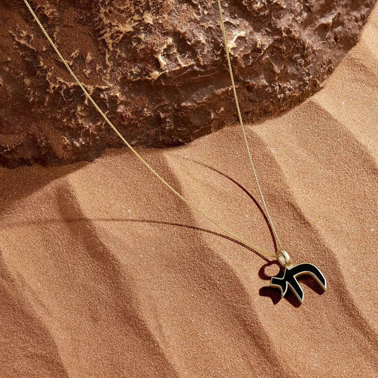 18k Gold-Plated Chai Onyx Necklace