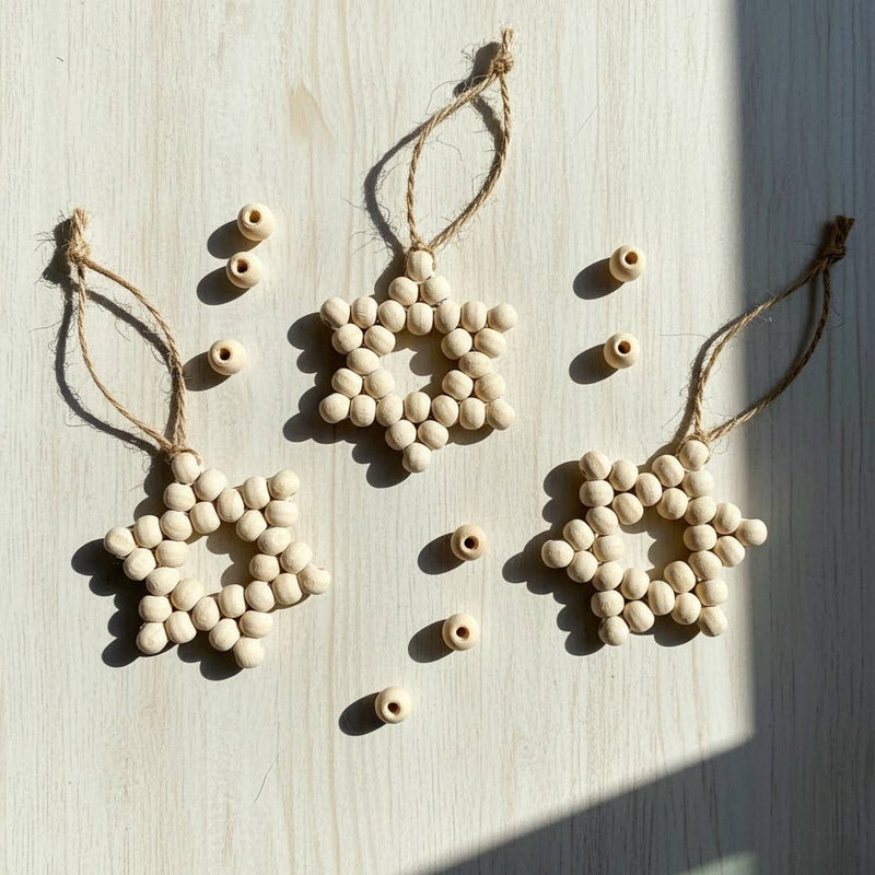 Handmade By Uruba - Handmade Wooden Bead Star of David Ornament - ModernTribe