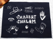 Nice Jewish Girl Doodles Challah Covers Jewish Doodles Challah Cover - Navy Blue