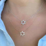 Izakov Fine Jewelry Necklaces Baguette Diamond Star of David Necklace - 14k Yellow, White or Rose Gold
