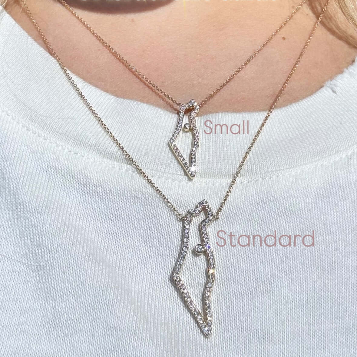 Izakov Fine Jewelry Necklaces Diamond Outline Land of Israel Necklace - 14k Yellow, White or Rose Gold