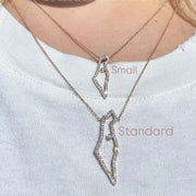 Izakov Fine Jewelry Necklaces Diamond Outline Land of Israel Necklace - 14k Yellow, White or Rose Gold
