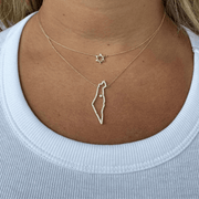 Izakov Fine Jewelry Necklaces Diamond Outline Land of Israel Necklace - 14k Yellow, White or Rose Gold