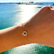 Izakov Fine Jewelry Bracelets Half Pavé Diamond Star of David Bracelet - 14k Yellow, White or Rose Gold