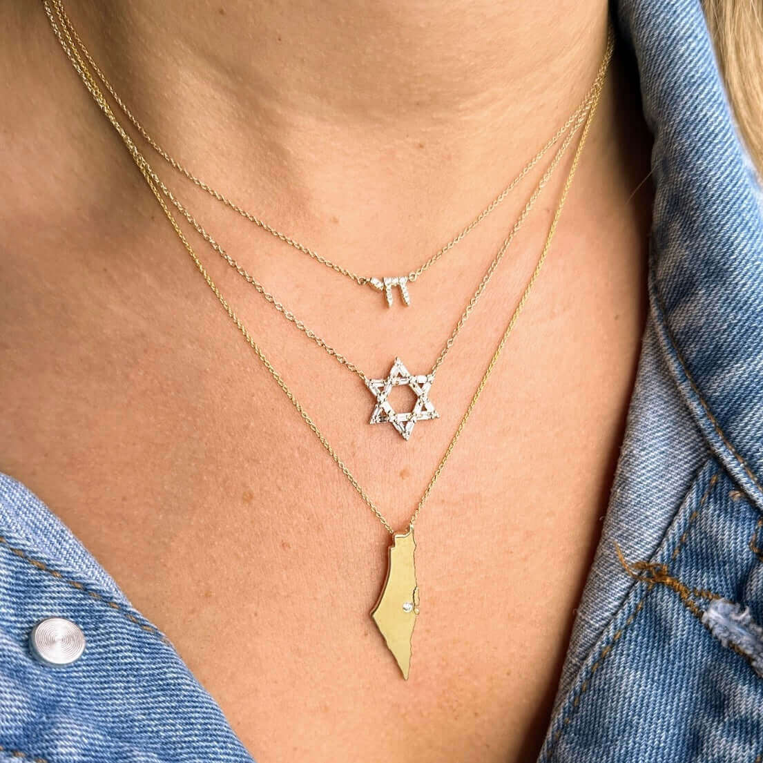 Izakov Fine Jewelry Necklaces Hebrew Chai Diamond Necklace - 14k Yellow, White or Rose Gold
