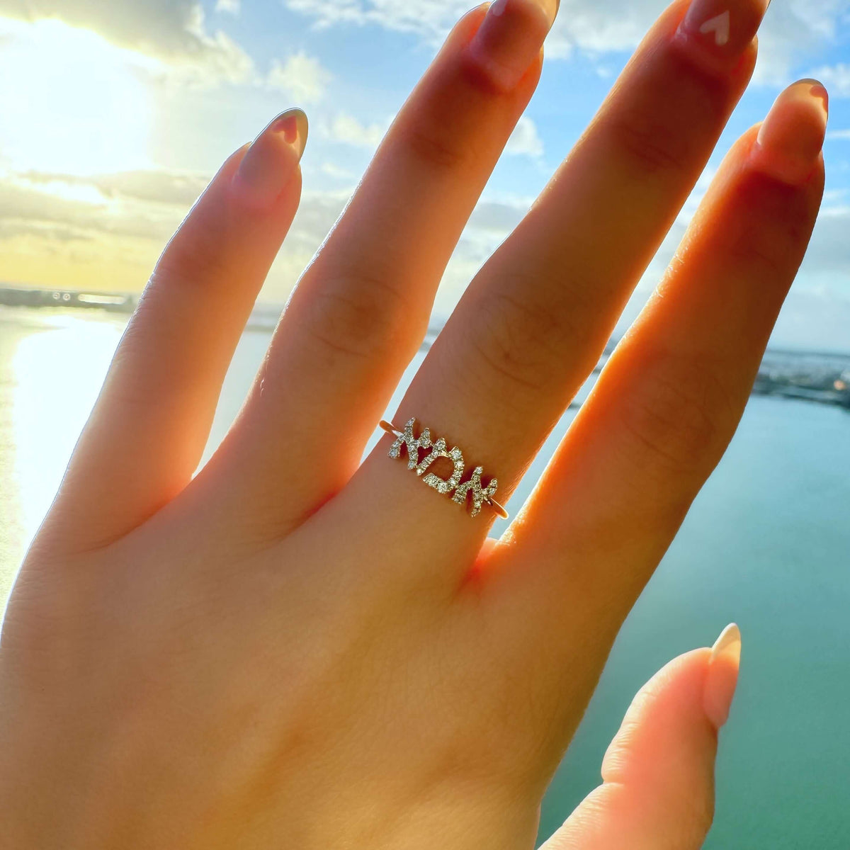 Izakov Fine Jewelry Rings Hebrew Mom Diamond Ring - 14k Yellow, White or Rose Gold