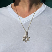 Izakov Fine Jewelry Necklaces Iced Baguette Diamond Star of David Pendant - 14k Yellow, White or Rose Gold