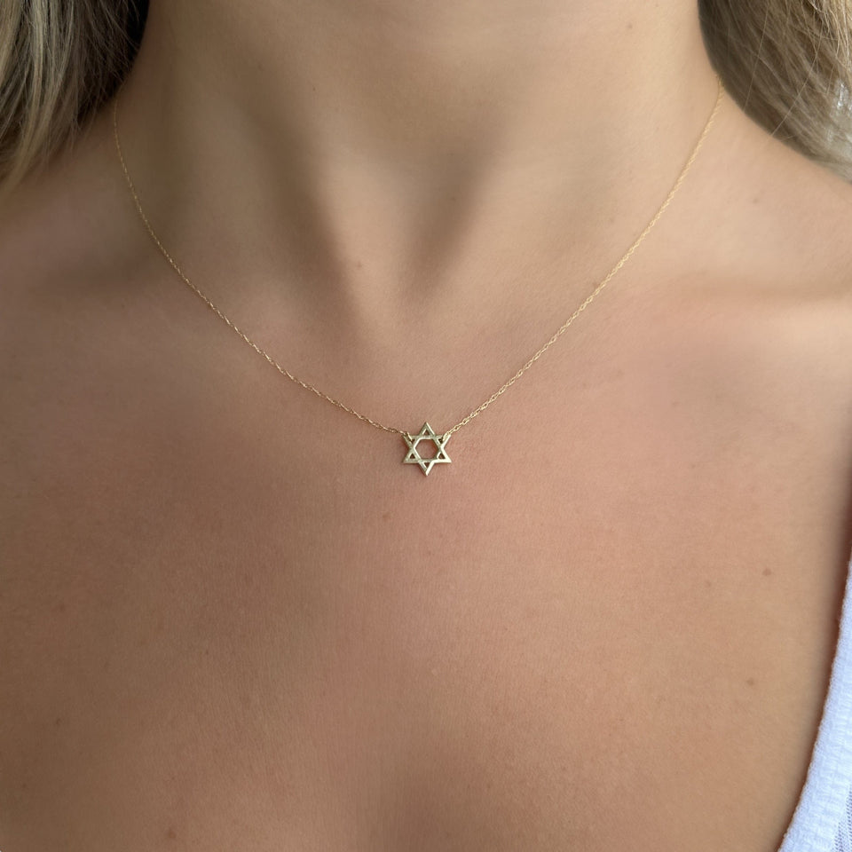 Izakov Fine Jewelry Necklaces Petite Star of David Gold Necklace - 14k Yellow, White or Rose Gold