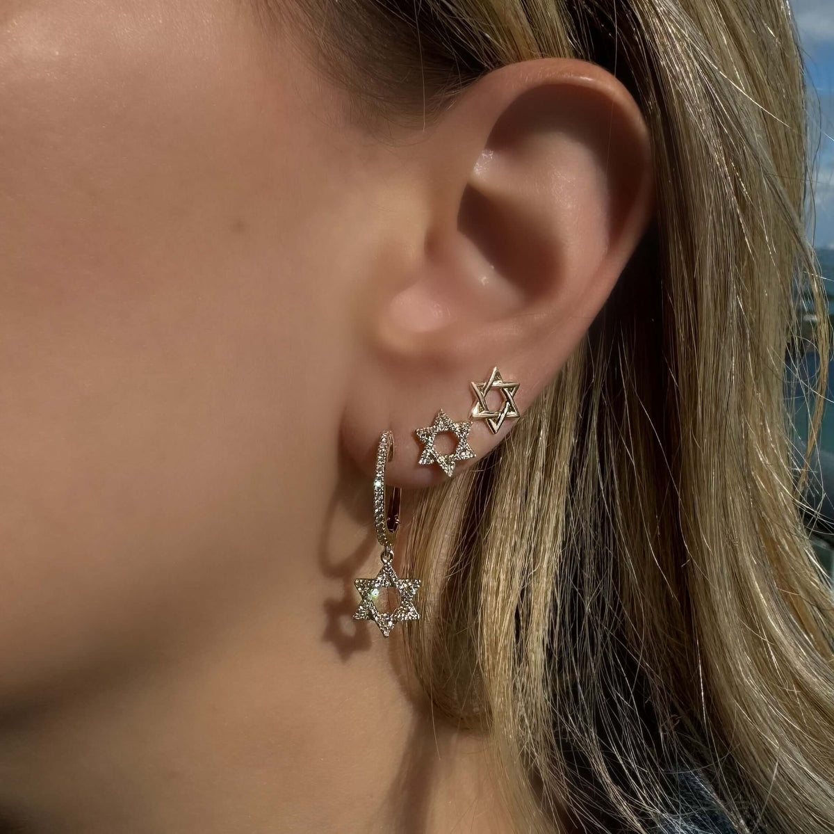 Izakov Fine Jewelry Earrings Small Star of David Gold Earrings - 14k Yellow, White or Rose Gold