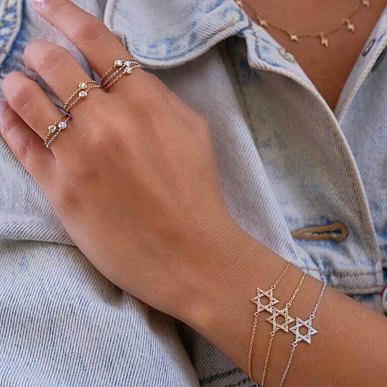 Izakov Fine Jewelry Bracelets Star of David Diamond Bracelet - 14k Yellow, White or Rose Gold