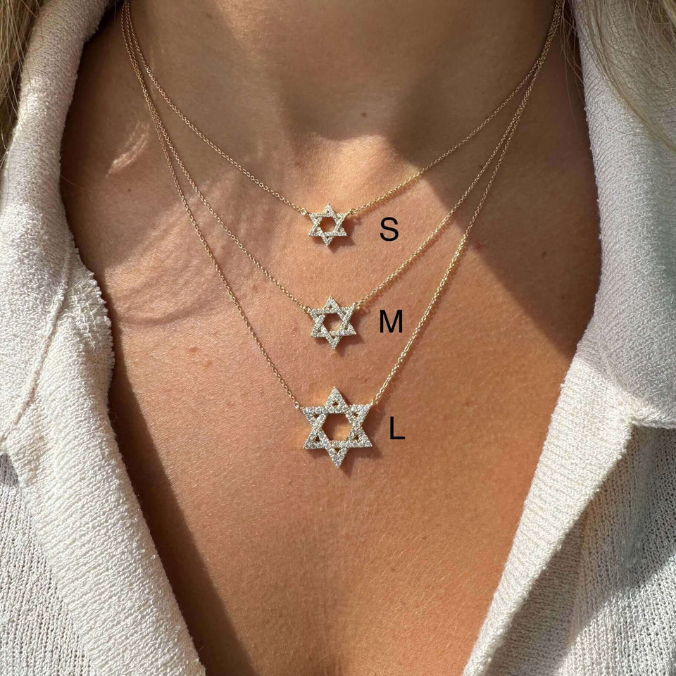 Izakov Fine Jewelry Necklaces Star of David Diamond Necklace - 14k Yellow, White or Rose Gold