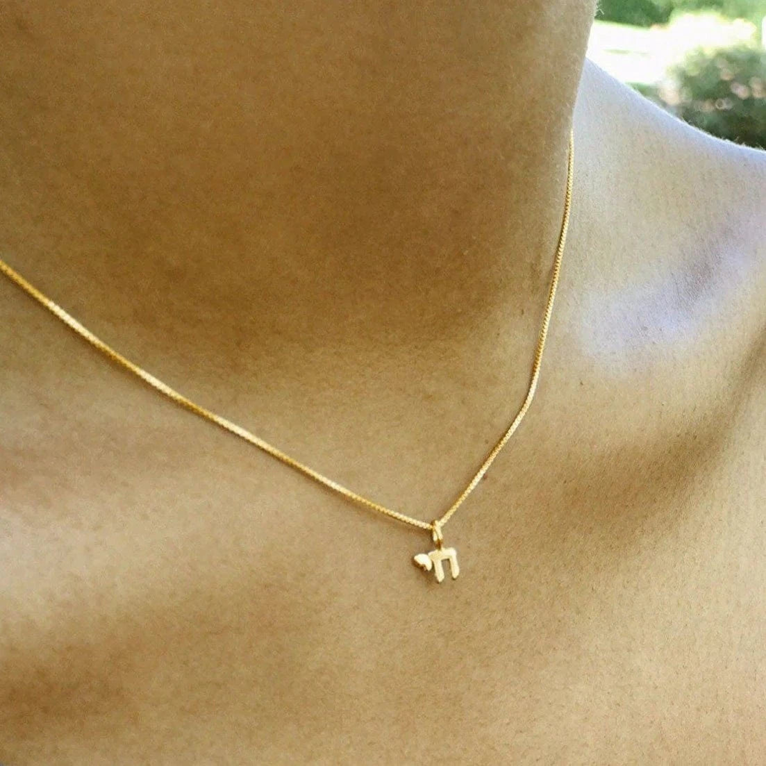 Alef Bet Necklaces 14k Gold Mini Chai Necklace