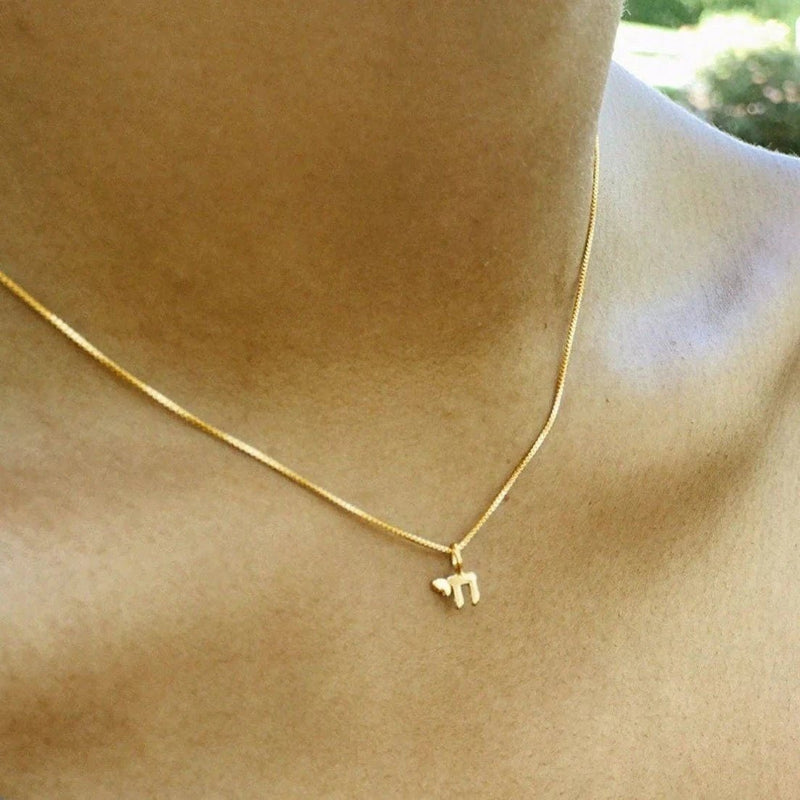Alef Bet - 14k Gold Mini Chai Necklace - ModernTribe