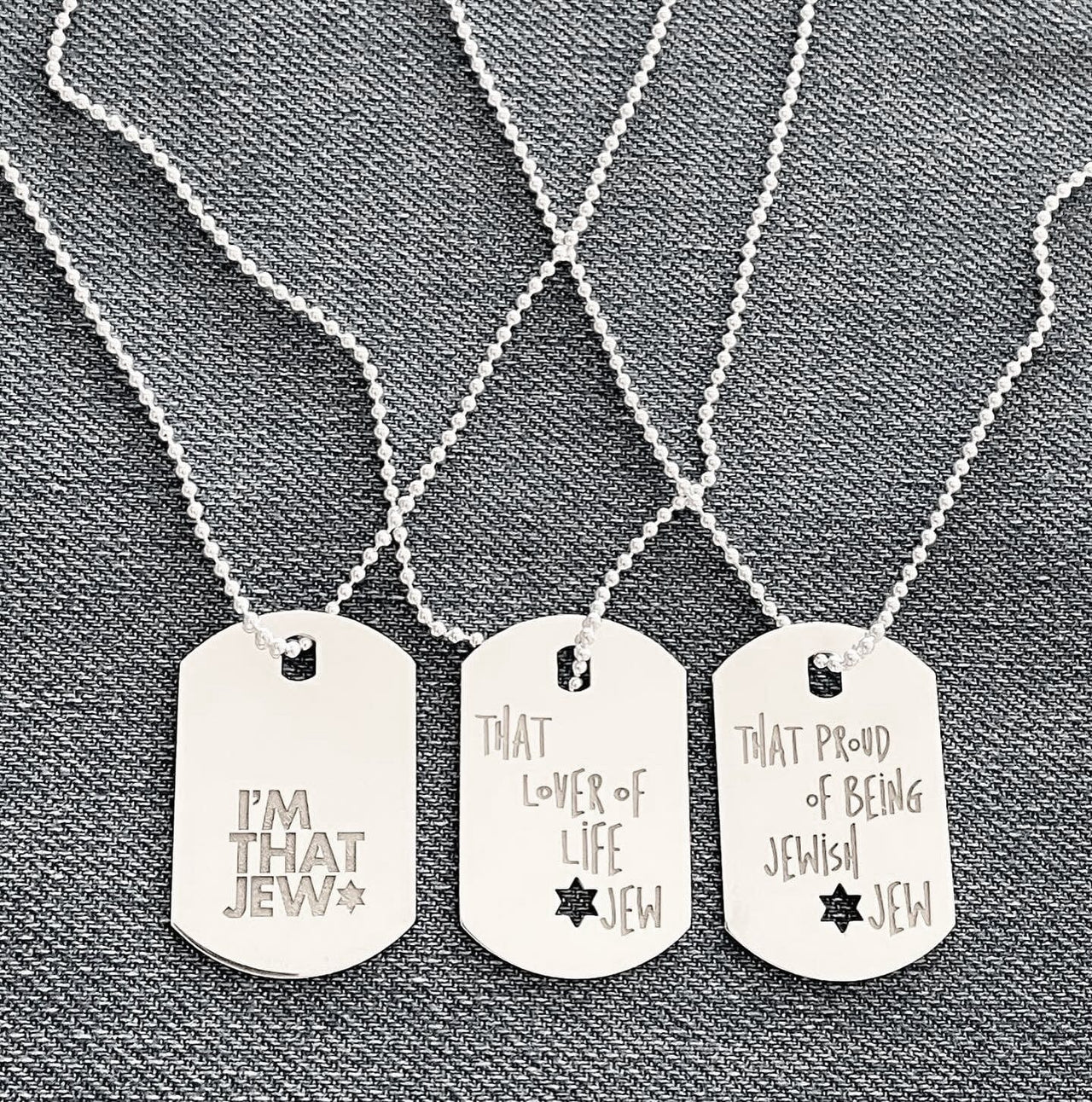 Miriam Merenfeld Jewelry Necklaces That Proud Jew ID Tag Necklace - Choice of Statement - (Sterling Silver or Gold-Plated)