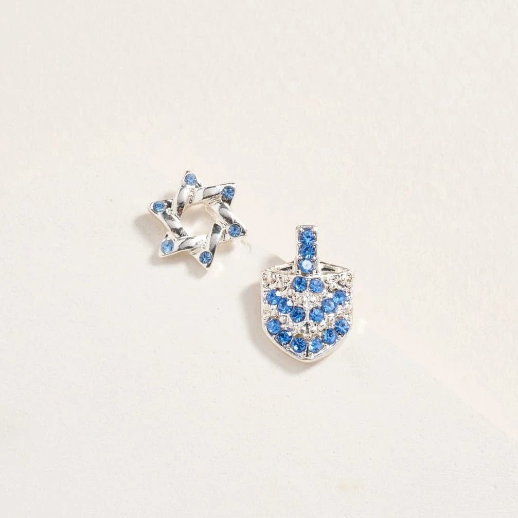 Designature New York - Star of David and Dreidel Stone Earring Set - Silver or Gold - ModernTribe