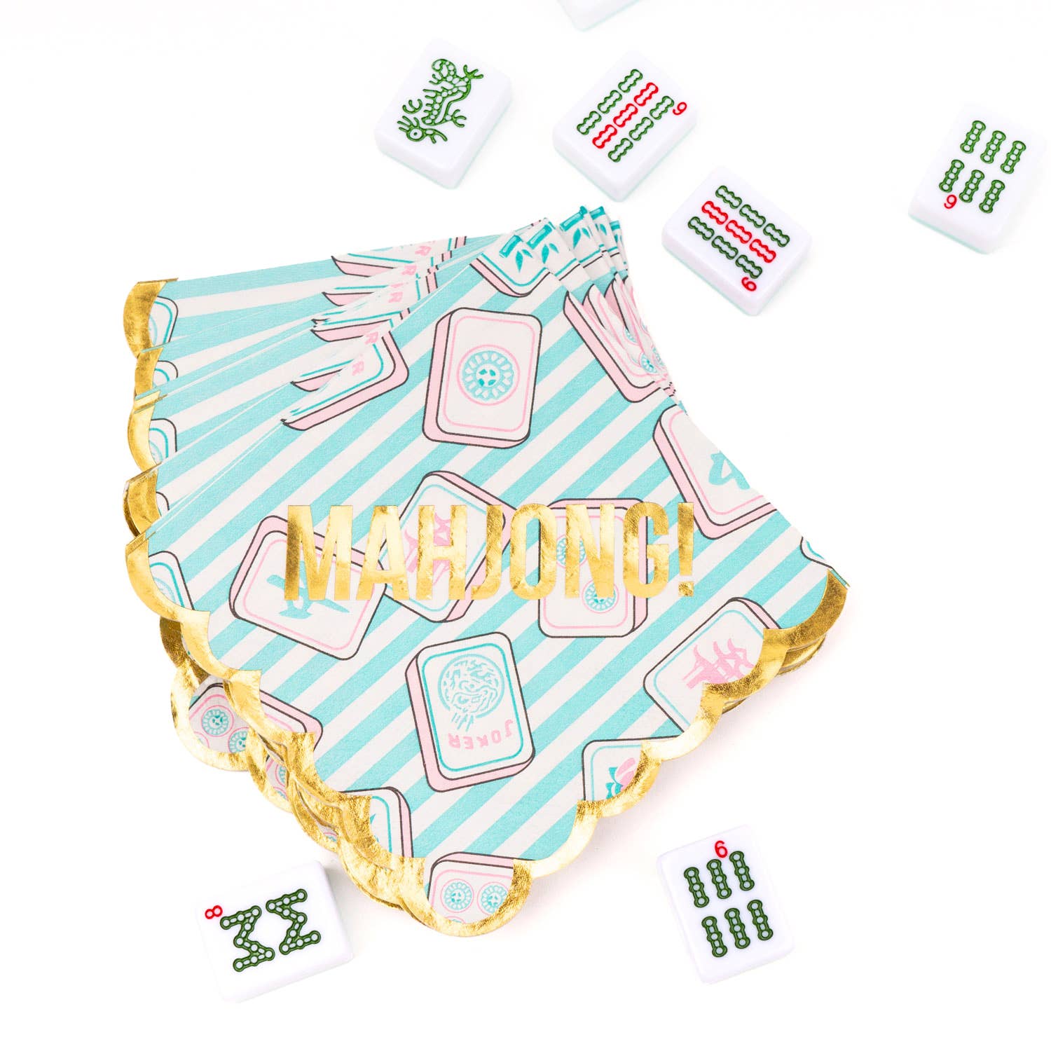 Mahjong Striped Paper Beverage Napkins - Thumbnail 4