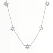Izakov Fine Jewelry Necklaces White Gold Stars of David Alternating Diamond Station Necklace - 14k Yellow, White or Rose Gold