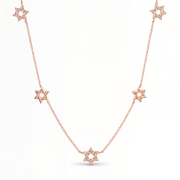 Izakov Fine Jewelry Necklaces Rose Gold Stars of David Alternating Diamond Station Necklace - 14k Yellow, White or Rose Gold