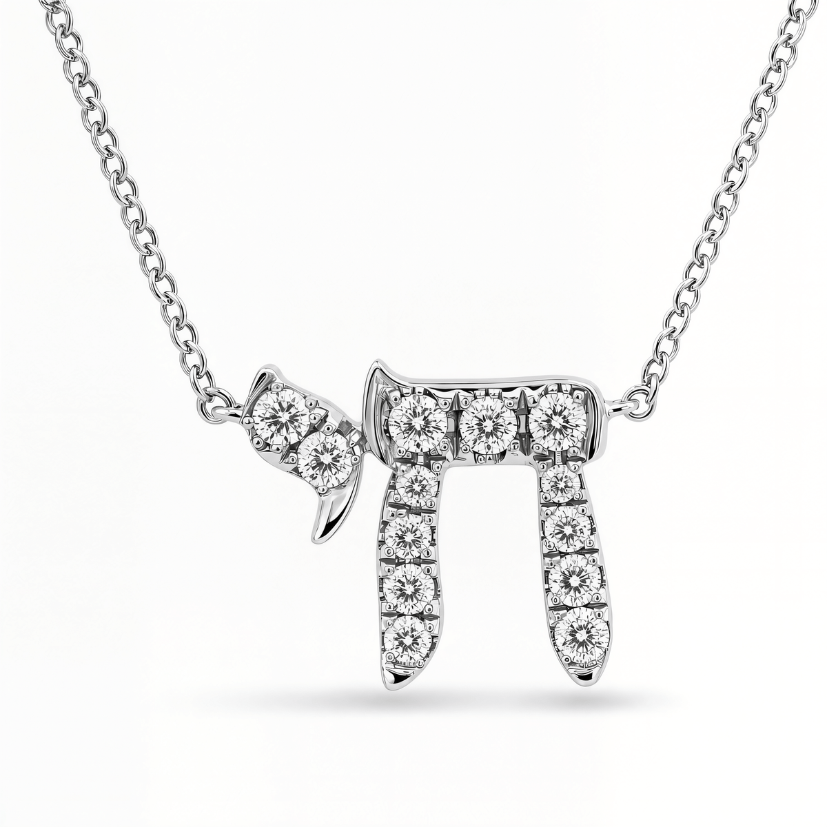 Izakov Fine Jewelry Necklaces White Gold / Small (6mm) Hebrew Chai Diamond Necklace - 14k Yellow, White or Rose Gold