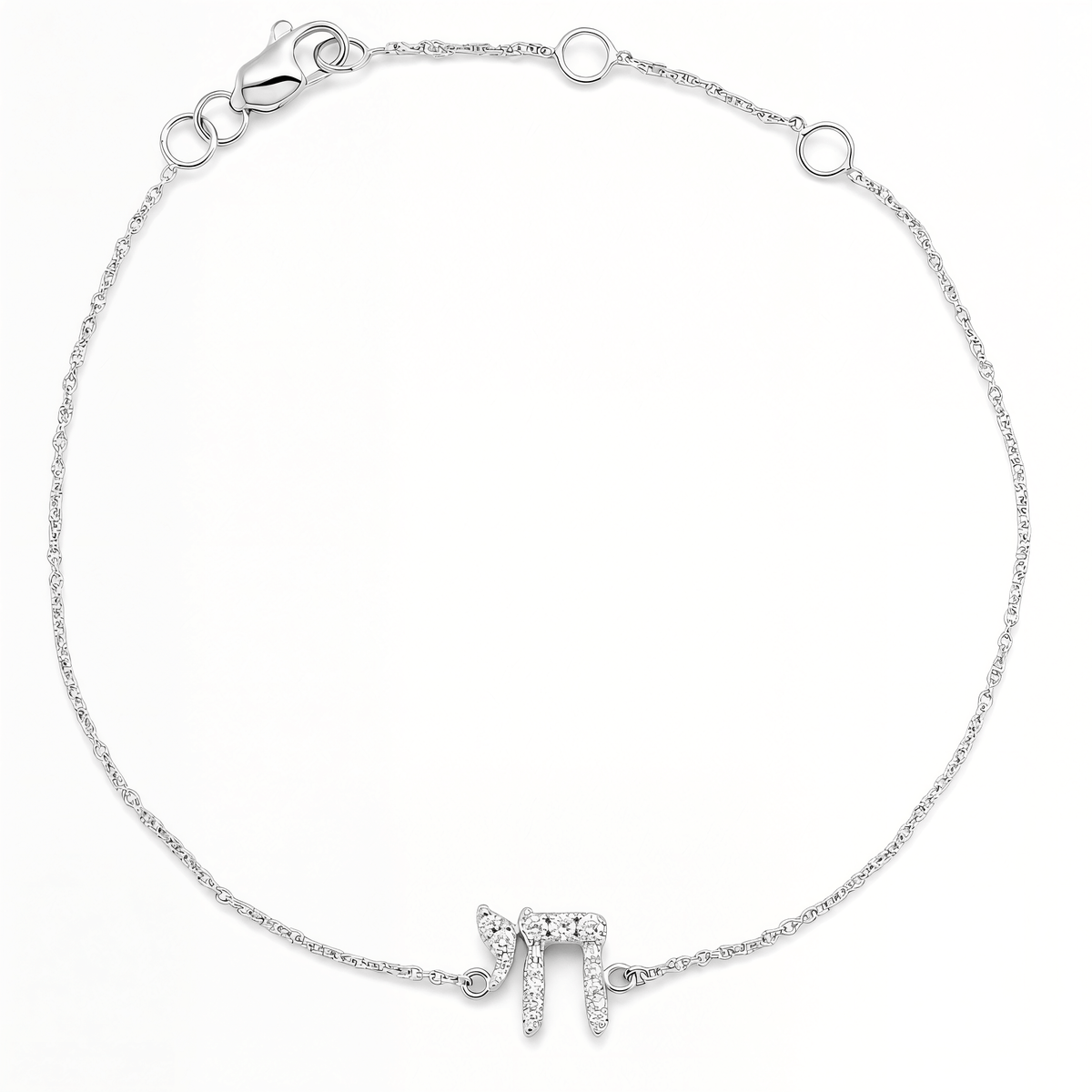 Izakov Fine Jewelry Bracelets White Gold / Small (6mm) Hebrew Chai Diamond Bracelet - 14k Yellow, White or Rose Gold