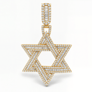 Izakov Fine Jewelry Necklaces Iced Baguette Diamond Star of David Pendant - 14k Yellow, White or Rose Gold