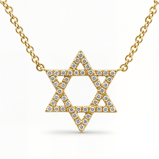 Star of David Diamond Necklace - 14k Yellow, White or Rose Gold