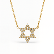 Izakov Fine Jewelry Necklaces Yellow Gold / Small (9mm) Star of David Diamond Necklace - 14k Yellow, White or Rose Gold