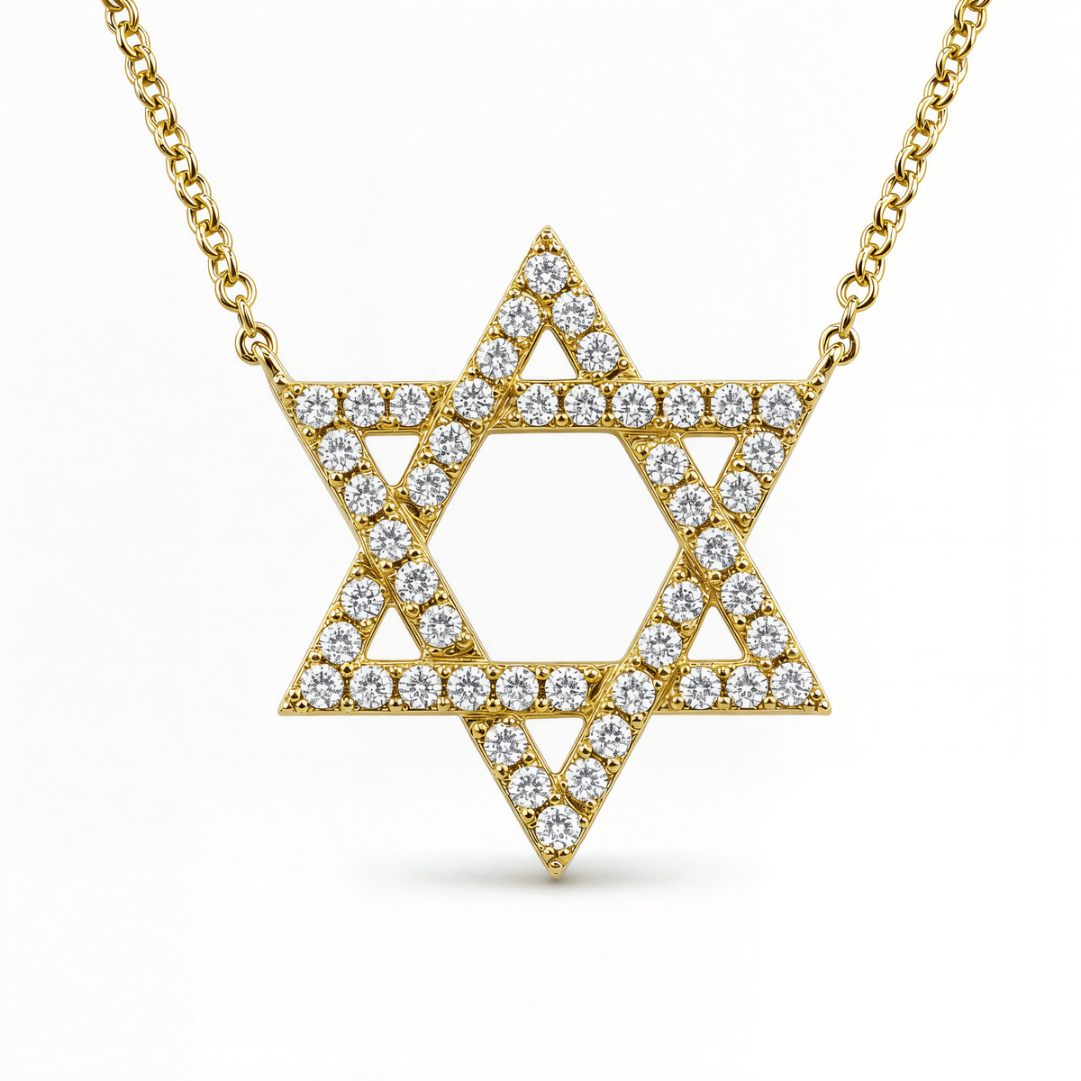 Izakov Fine Jewelry Necklaces Yellow Gold / Large (16.5mm) Star of David Diamond Necklace - 14k Yellow, White or Rose Gold