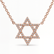 Izakov Fine Jewelry Necklaces Rose Gold / Medium (12.5mm) Star of David Diamond Necklace - 14k Yellow, White or Rose Gold