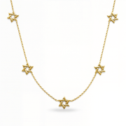 Izakov Fine Jewelry Necklaces Yellow Gold Stars of David Gold Station Necklace - 14k Yellow, White or Rose Gold