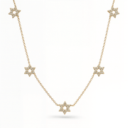 Izakov Fine Jewelry Necklaces Yellow Gold Stars of David Diamond Station Necklace - 14k Yellow, White or Rose Gold