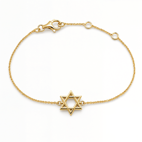Intersecting Small Star of David Gold Bracelet - 14k Yellow or White Gold