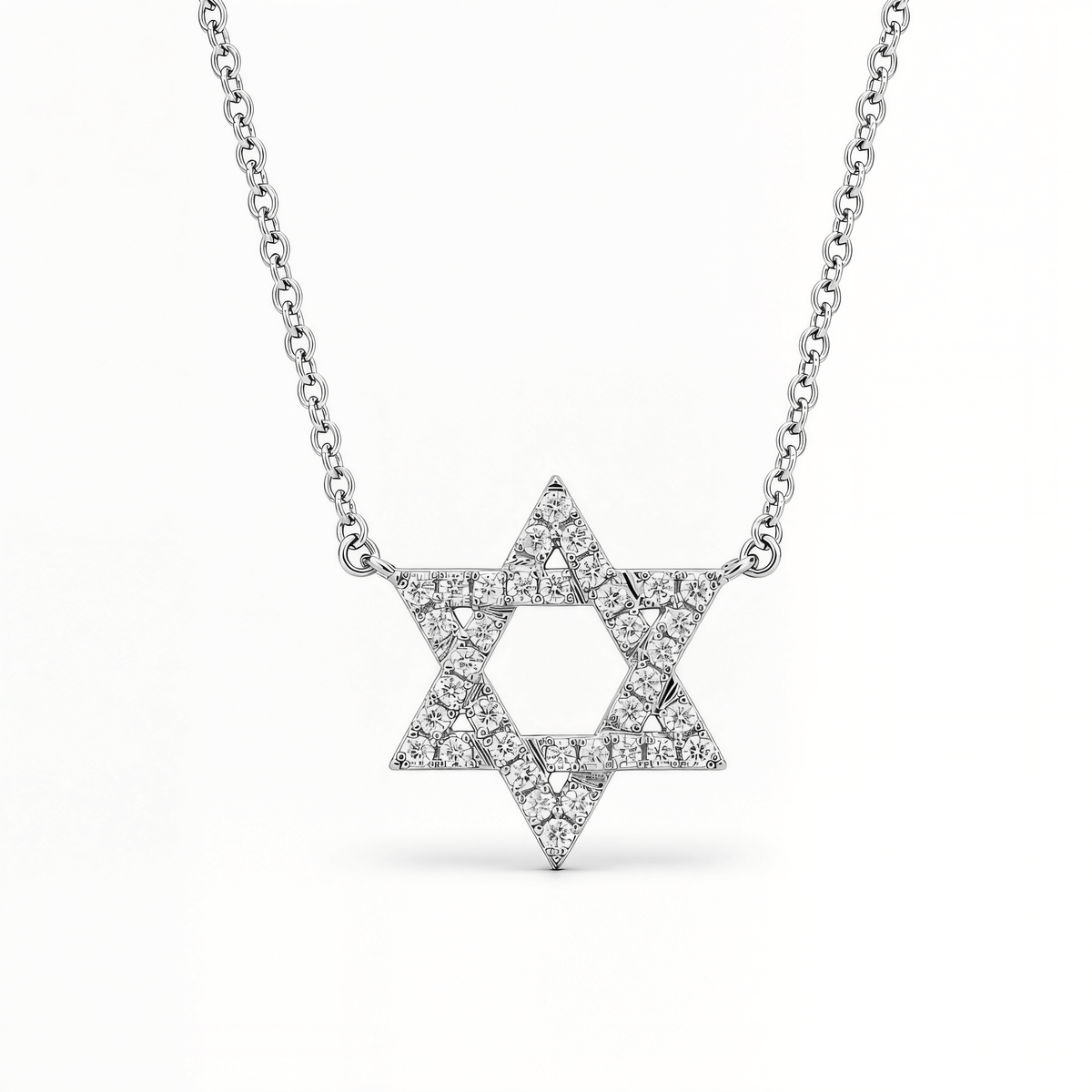 Izakov Fine Jewelry Necklaces White Gold / Small (9mm) Star of David Diamond Necklace - 14k Yellow, White or Rose Gold