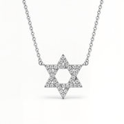Izakov Fine Jewelry Necklaces White Gold / Small (9mm) Star of David Diamond Necklace - 14k Yellow, White or Rose Gold