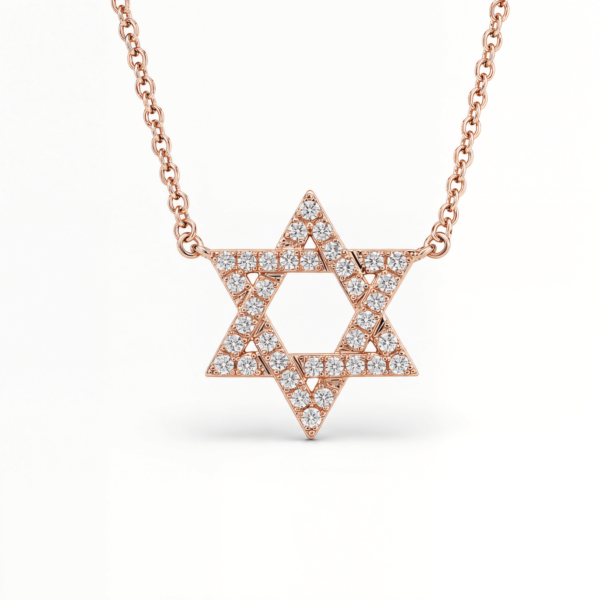 Izakov Fine Jewelry Necklaces Rose Gold / Small (9mm) Star of David Diamond Necklace - 14k Yellow, White or Rose Gold