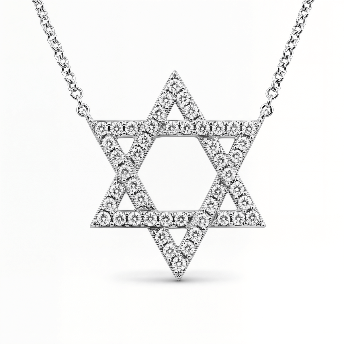 Izakov Fine Jewelry Necklaces White Gold / Large (16.5mm) Star of David Diamond Necklace - 14k Yellow, White or Rose Gold