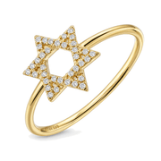 Izakov Fine Jewelry Rings Yellow Gold / 6 Micro Pavé Diamond Star of David Ring - 14k Yellow, White or Rose Gold