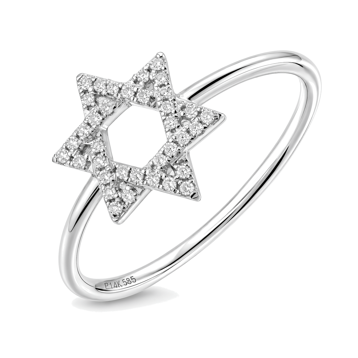 Izakov Fine Jewelry Rings White Gold / 6 Micro Pavé Diamond Star of David Ring - 14k Yellow, White or Rose Gold