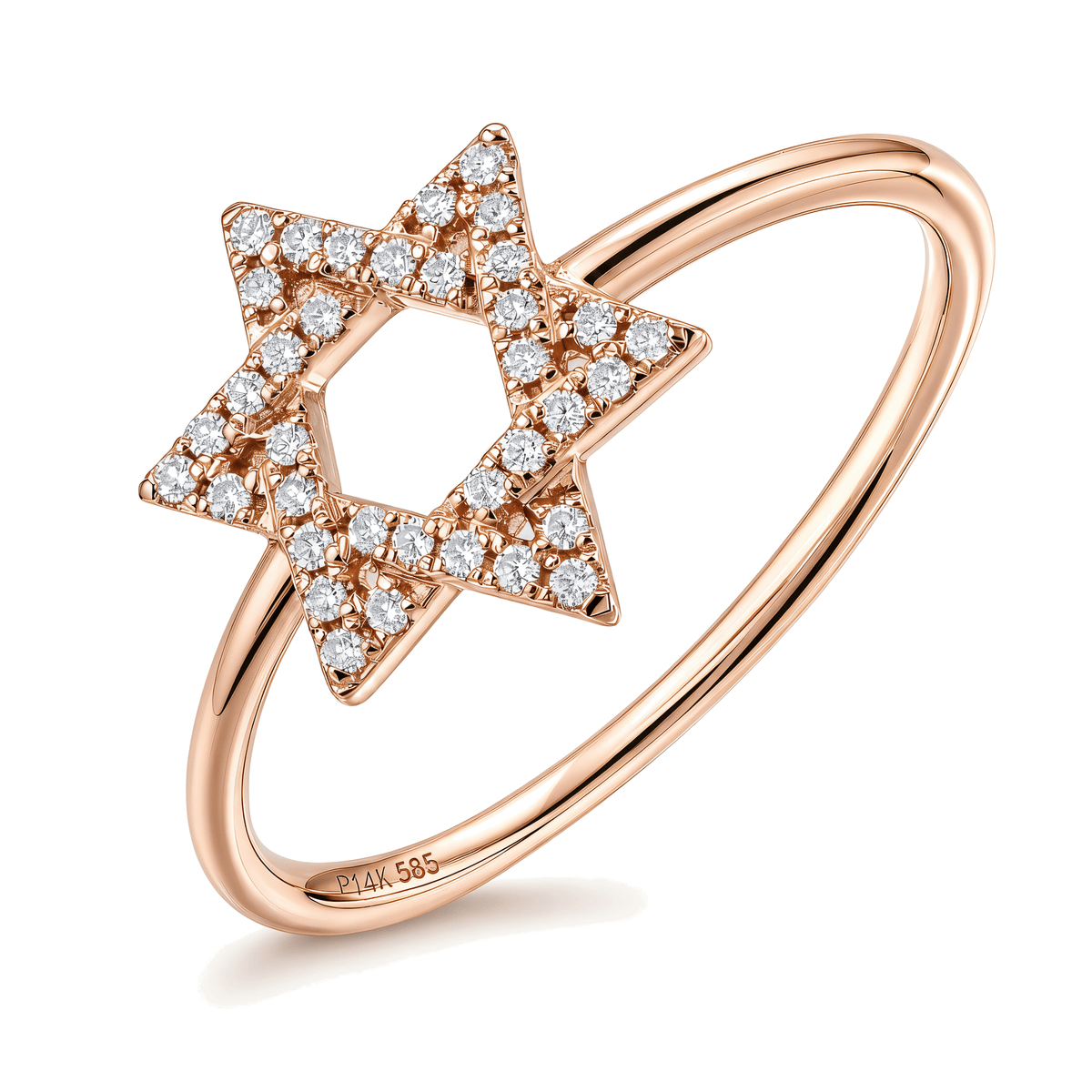 Izakov Fine Jewelry Rings Rose Gold / 6 Micro Pavé Diamond Star of David Ring - 14k Yellow, White or Rose Gold