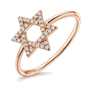 Izakov Fine Jewelry Rings Rose Gold / 6 Micro Pavé Diamond Star of David Ring - 14k Yellow, White or Rose Gold