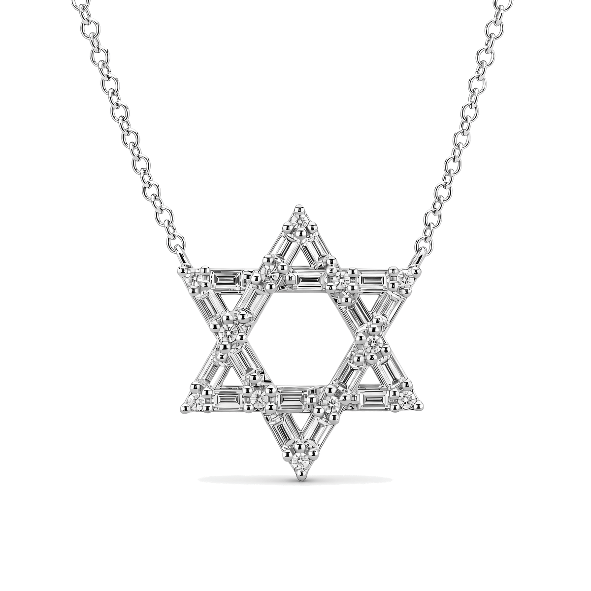 Izakov Fine Jewelry Necklaces Baguette Diamond Star of David Necklace - 14k Yellow, White or Rose Gold